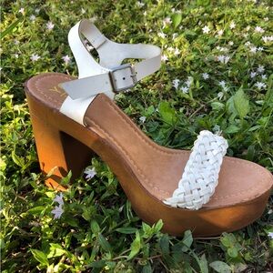 Yoki White and Tan Platform Sandals